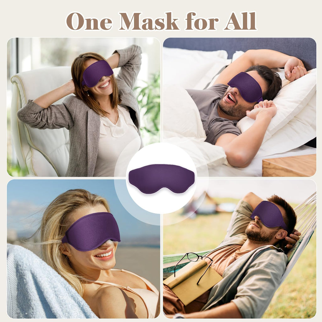 Fygrip 3D Eye Mask Sleep Mask for Men & Women, 100% Pressure-Free & Light Block-Out Eye Mask for Sleep with Easy Adjustable Strap, Night Eye Cover for Travel, Purple