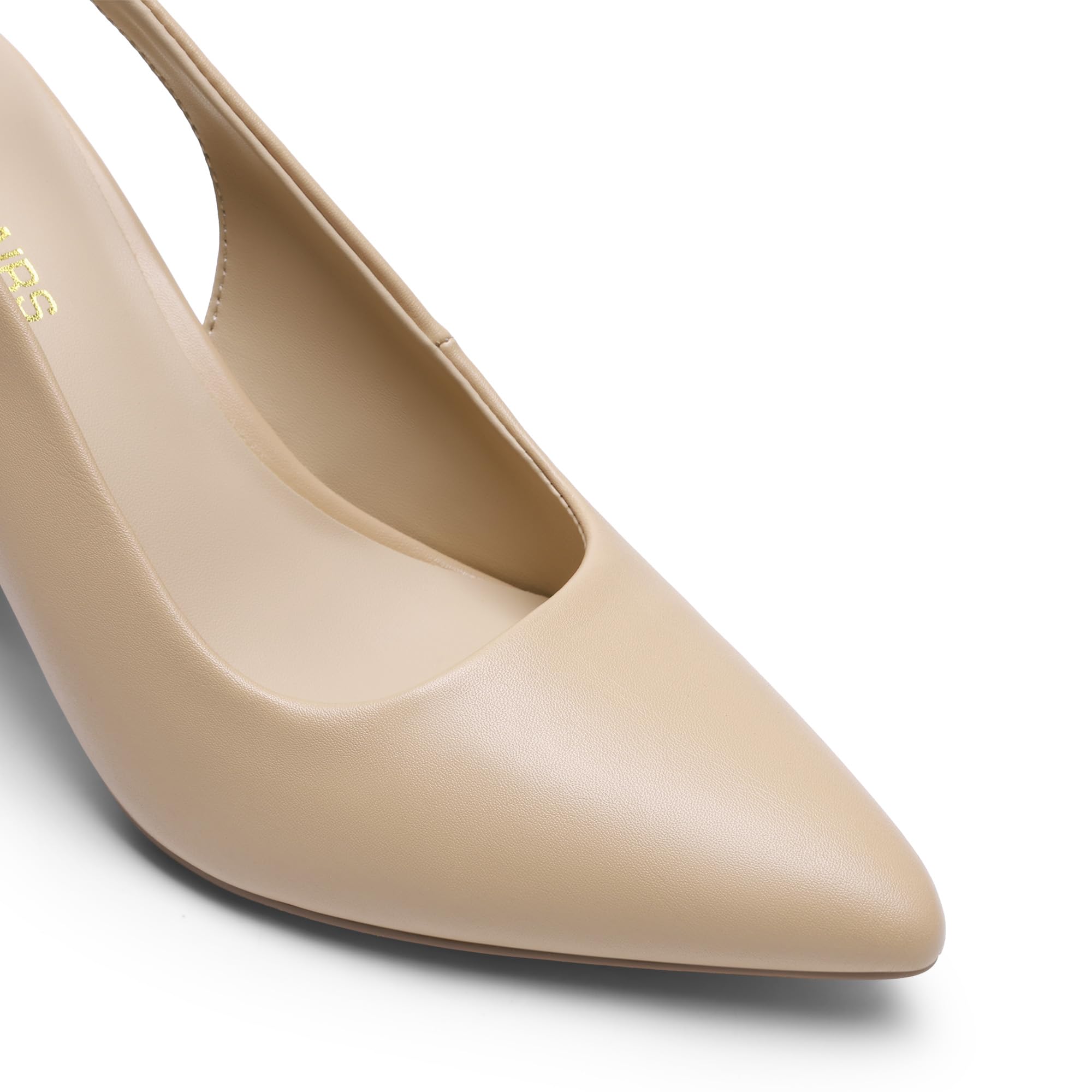 DREAM PAIRS Womens Slingback Heels Chunky Block Heels Pointed Toe Closed Toe Pumps Comfortable Work Office Business Shoes,Size 10,Nude,SDPU26013W
