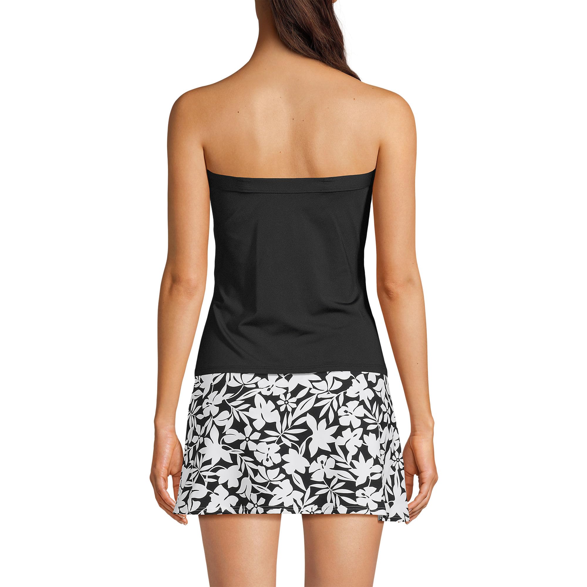 Lands' End Womens Chlorine Resistant Bandeau Tankini Top Black Regular 2