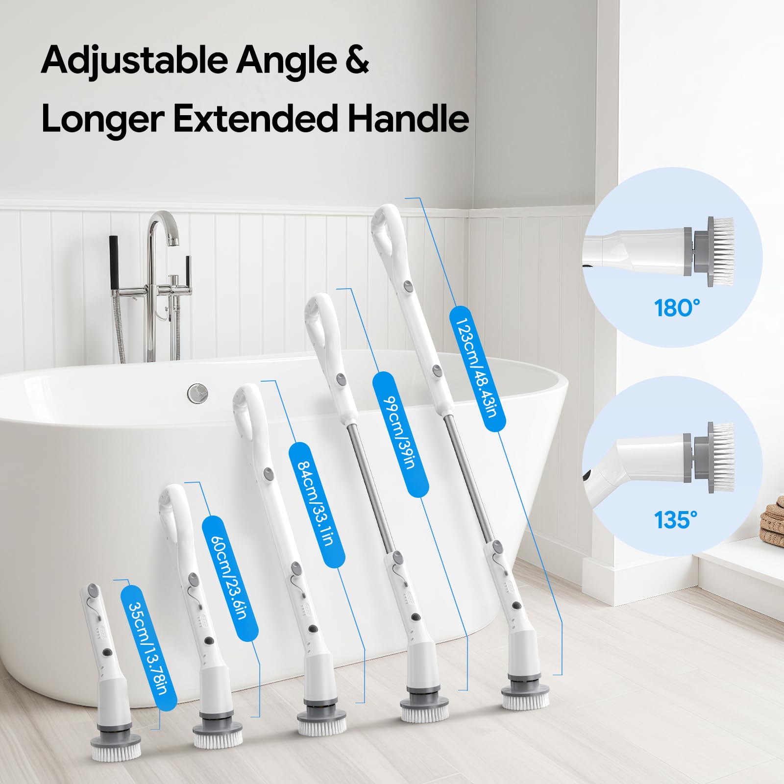 Sorpci Electric Spin Scrubber, 2026 New Cordless Cleaning Brush, Shower Cleaning Brush with 7 Replaceable Brush Heads, Power Scrubber 3 Adjustable Speeds, Detachable Long Handle & IPX7 Waterproof