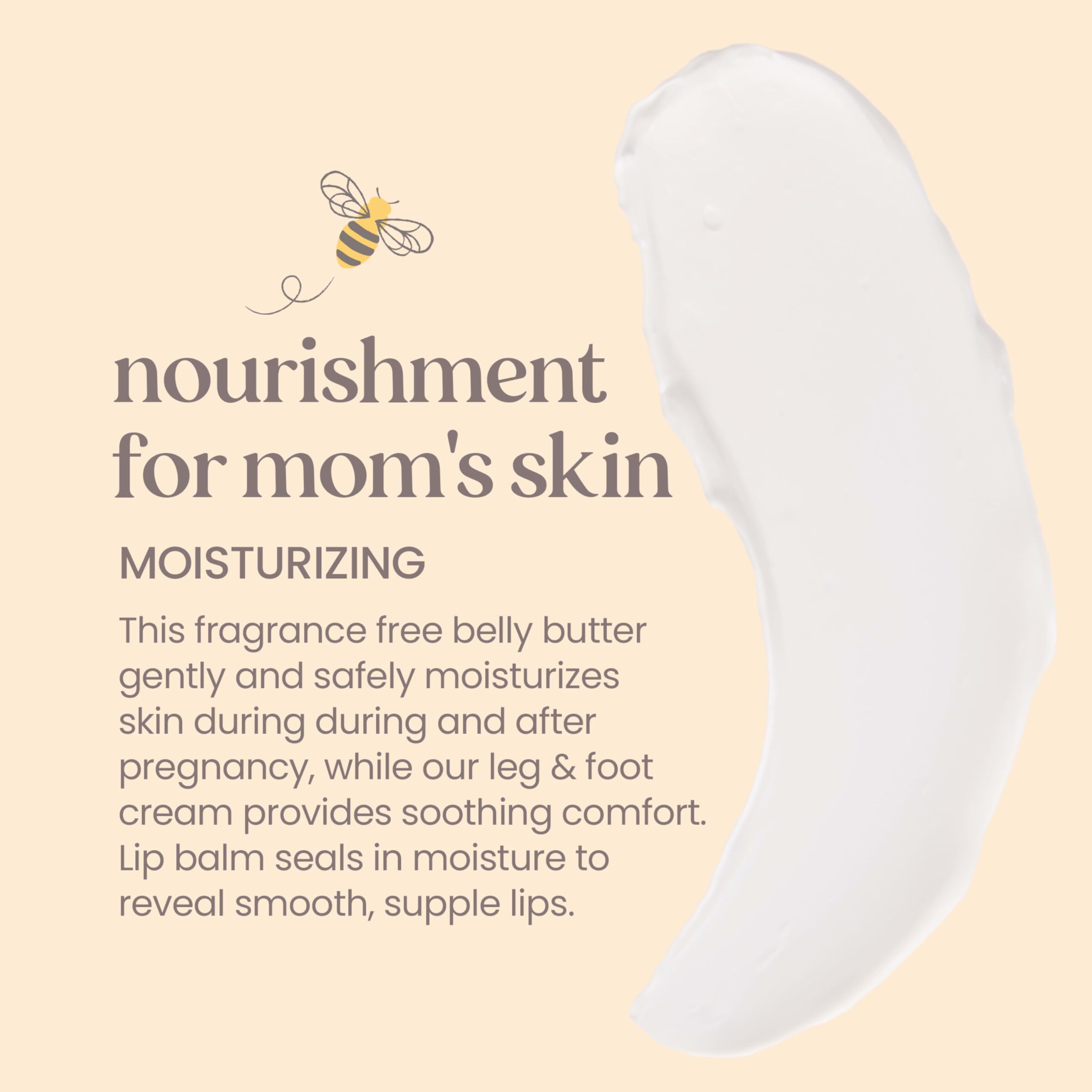 Burt’s Bees Mama Gift Set, Includes Lip Balm, Leg and Foot Cream, and Belly Butter, Natural Origin Skin Care, 0.15 oz./3.38 oz./6.5 oz.
