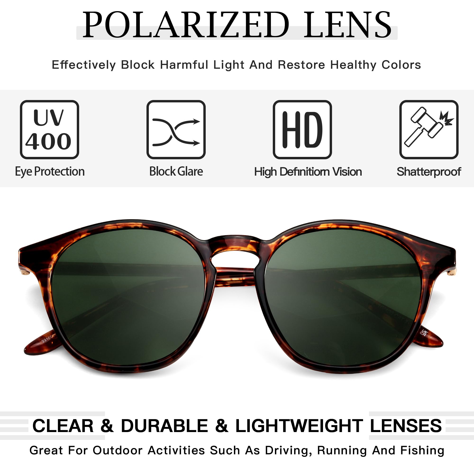 SIPHEW Classic Small Round Sunglasses for Men, Retro Sunglasses Polarized UV Protection Lens for Outdoor/Driving