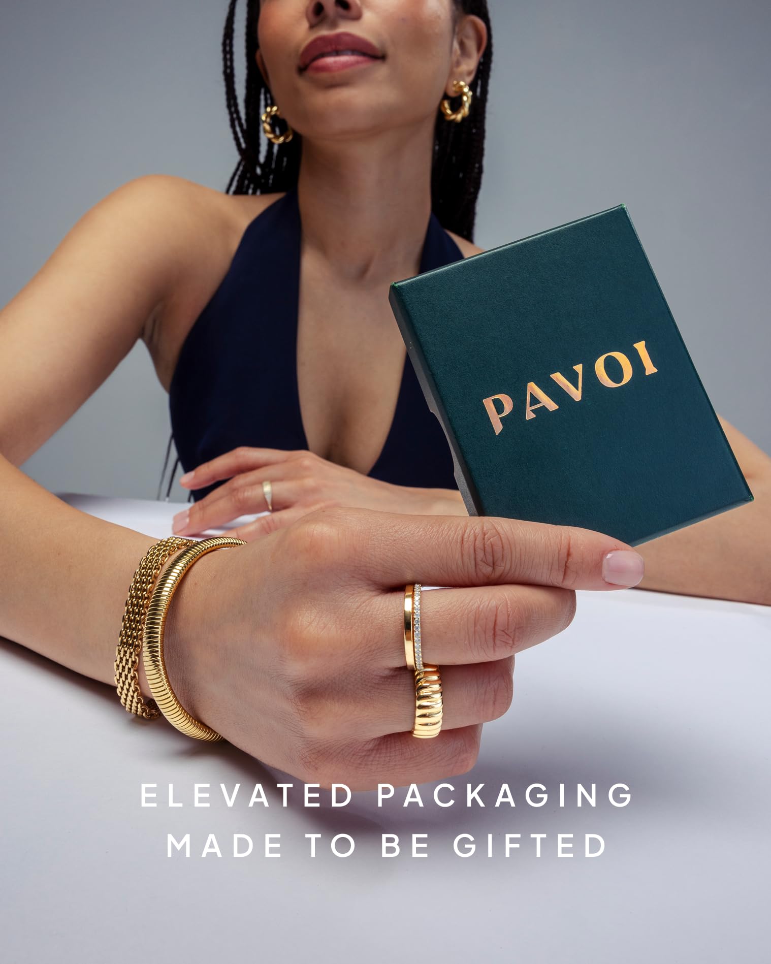 PAVOI Womens 14K Yellow Gold-Plated-Base Cubic Zirconia Cuff Earring