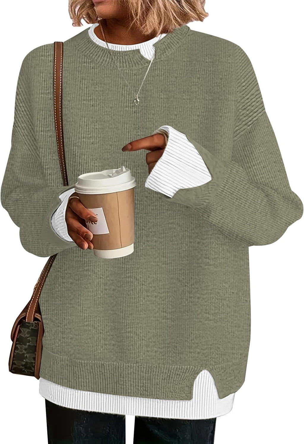 Disamer Womens Sweaters Fall Clothes Fashion 2026 Cowboy Chic Knit Cozy Sweater School Teacher Outfits Long Sleeve Pullover,Pure Green,Large