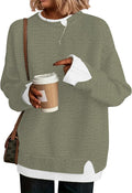 Disamer Womens Sweaters Fall Clothes Fashion 2026 Cowboy Chic Knit Cozy Sweater School Teacher Outfits Long Sleeve Pullover,Pure Green,Large