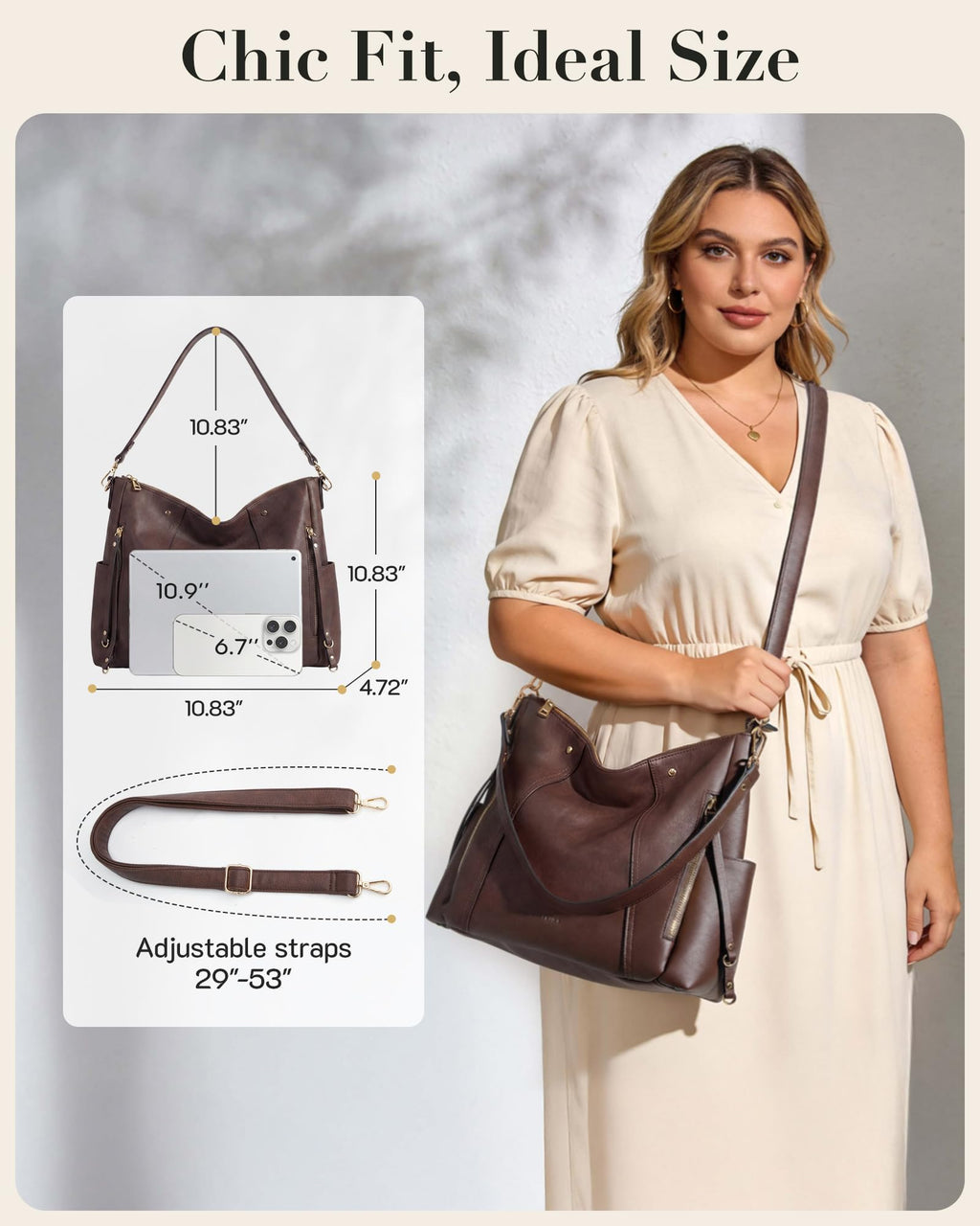 Missnine Hobo Bag for Women Crossbody Purse and Handbags Vegan Leather Shoulder Tote Bag with Multi-Pockets, Blue