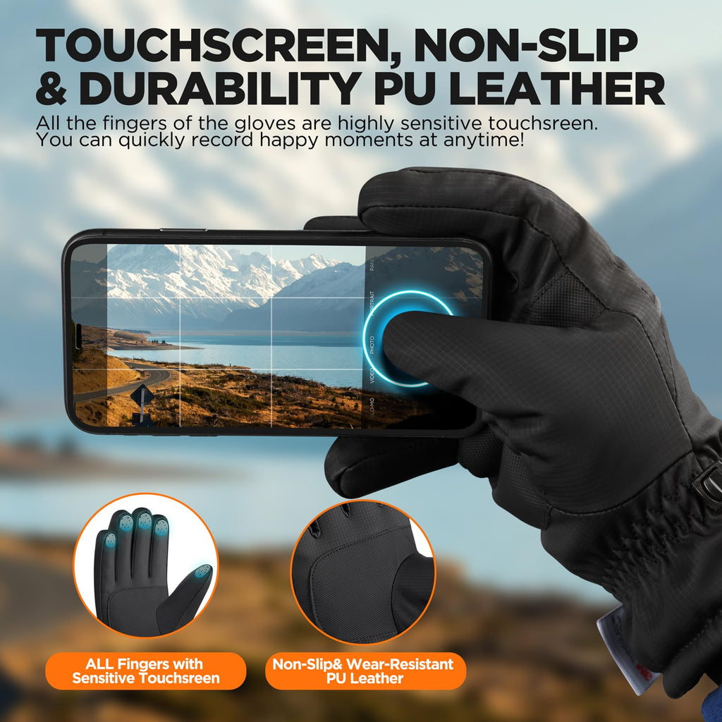 rivmount Waterproof Winter Gloves Women Men, Thermal Ski Gloves for Cold Weather with Warm, Touchscreen, 3M Thinsulate, Windproof for Outdoor, Running, Skiing, Cycling, Working, Snow Size Black S