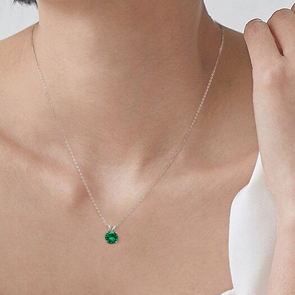 SMILEST Mothers Day Gifts for Mom Wife - Birthstone Necklace, 1CT Sparkle Round Cut Simulated Emerald Necklace 925 Sterling Silver Green May Birthstone Necklaces Mothers Day Jewelry Gifts