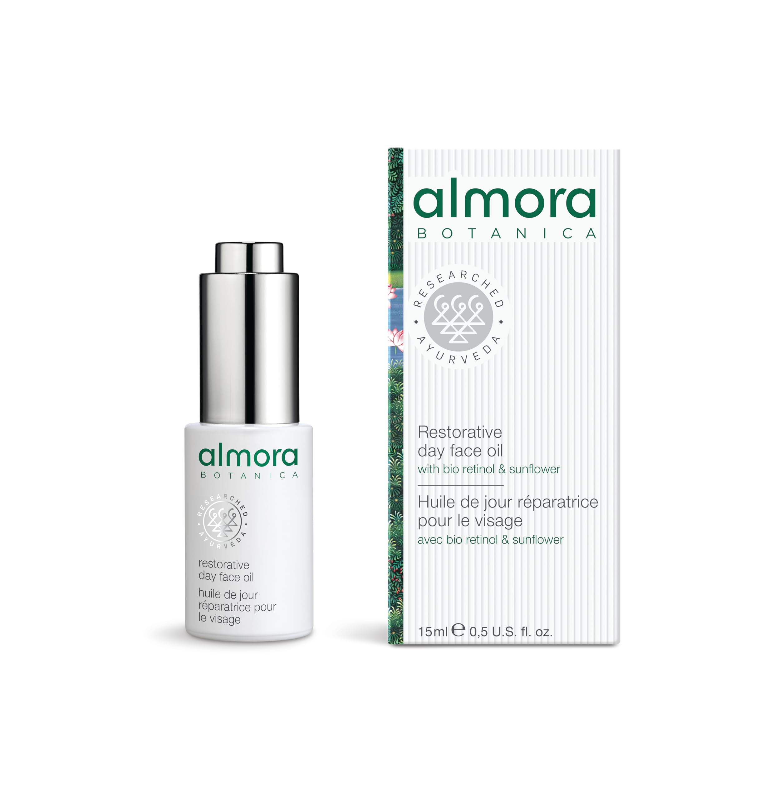 Almora Botanica Restorative Day Face Oil, 15mL | Age-Defying Facial Oil with Bio-Retinol & Sunflower | Smooths Fine Lines & Restores Texture | Ultra-Light, Non-Greasy, Vegan Skincare