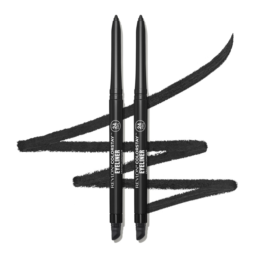 Revlon ColorStay Pencil Waterproof Eyeliner, Smudge-Proof, Eye Makeup with Built-In Sharpener, 201 Black, 2 pack