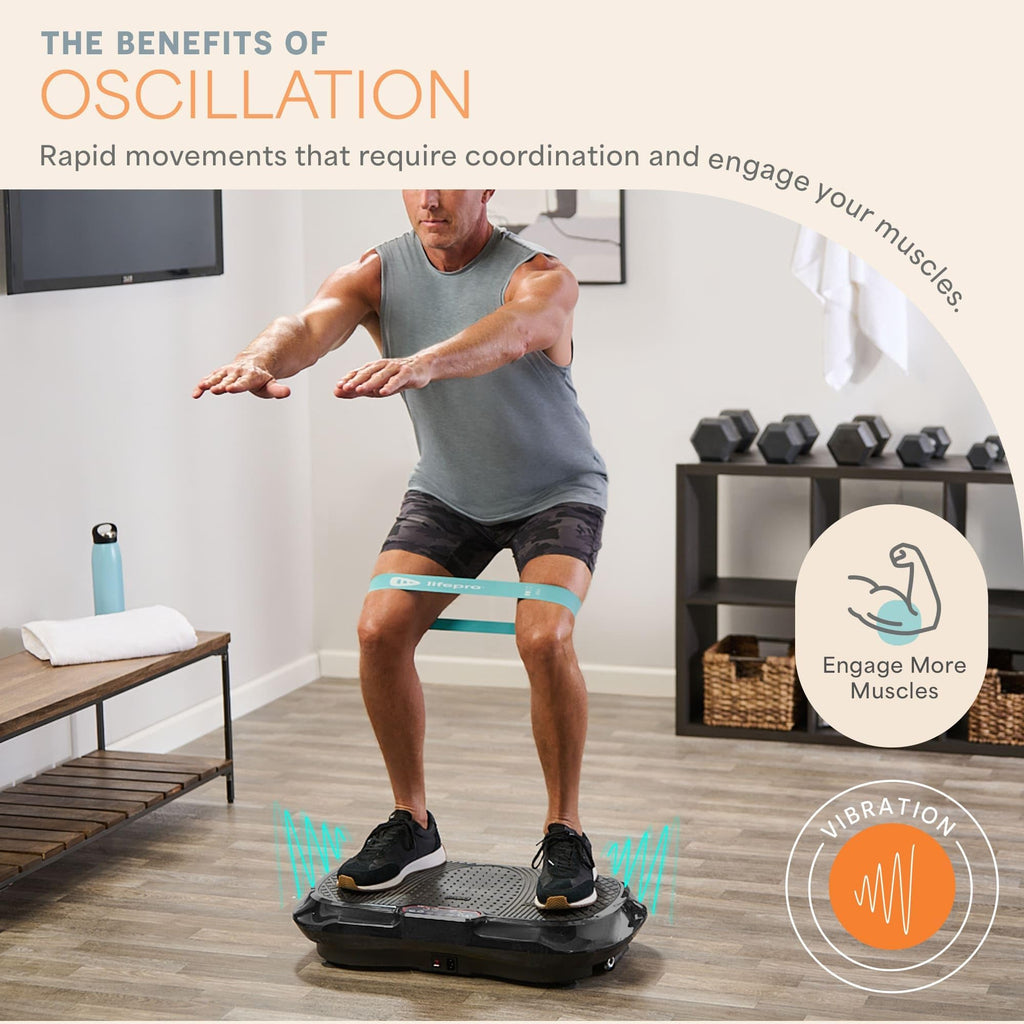 LifePro Vibration Plate Exercise Machine - Whole Body Workout Vibration Fitness Platform w/ Loop Bands - Home Training Equipment for Weight Loss & Toning (Black)