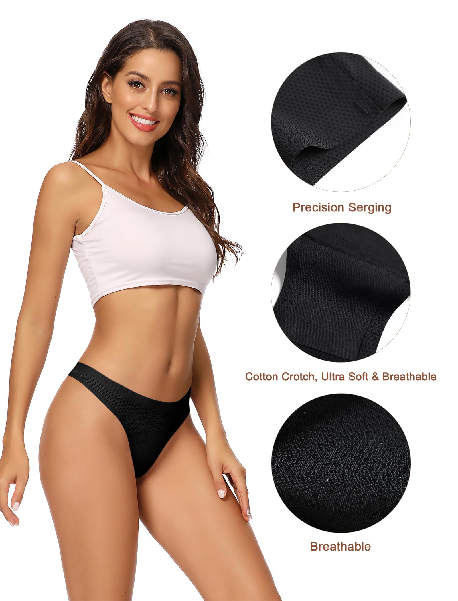 voenxe Women Bikini Underwear,Seamless Breathable Ladies Panties,No Show Comfortable Briefs Undies for Women,Hipster,5-Pack