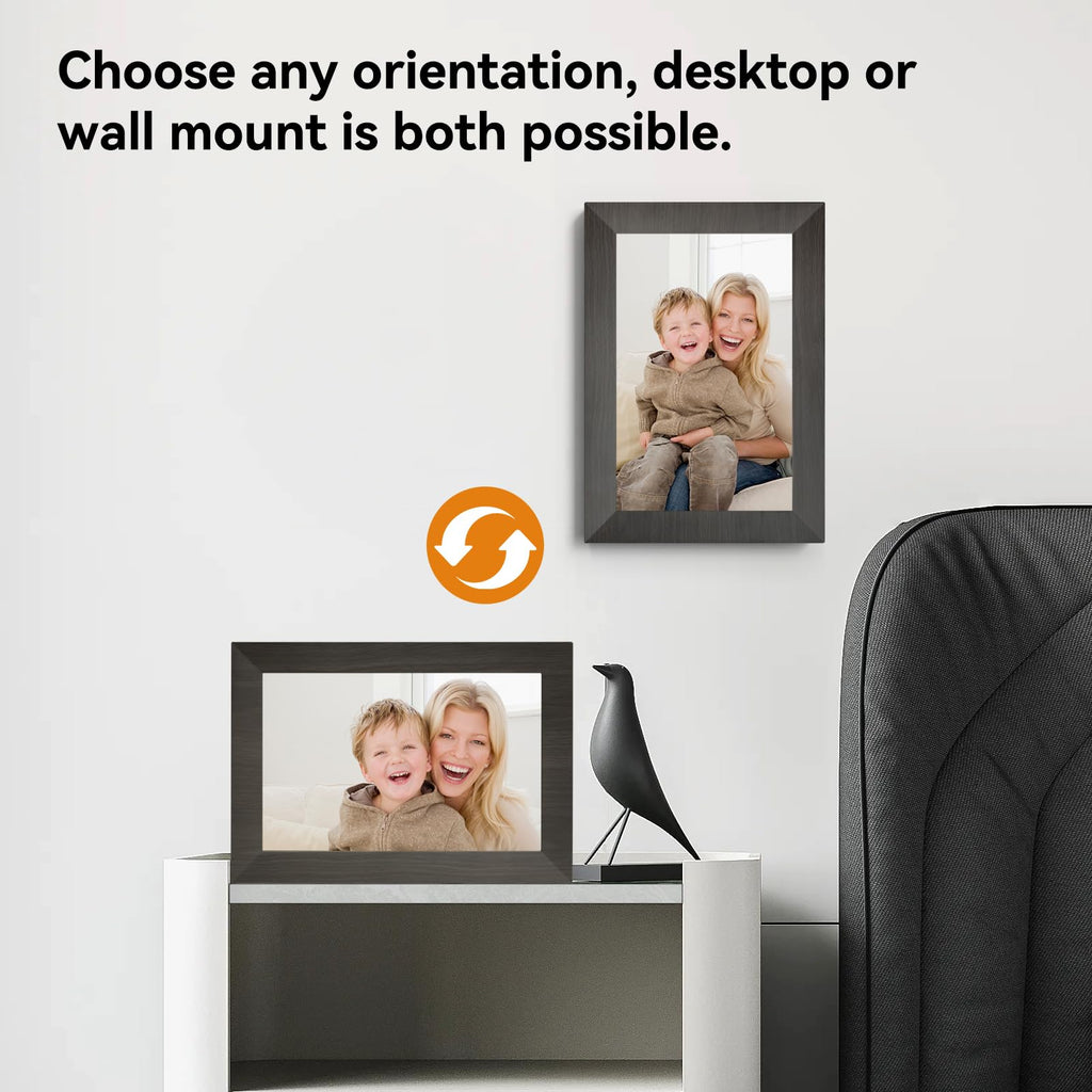 BWJBSW 10.1 Inch Smart Digital Picture Frame with Wi-Fi 6, 32GB Storage, IPS Touch Screen, Auto-Rotation, Music Sync, Weather & Clock - Ideal Gift for Families