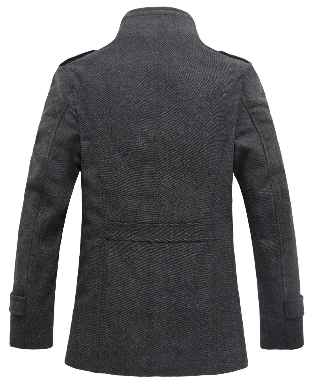 chouyatou Men's Winter Stylish Wool Blend Single Breasted Military Peacoat (Medium, Thick-Grey)