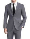 Mens Gray Suit Slim Fit 2 Piece Classic Fit Gray Suit Tuxedo Regular Fit for Young Men Business Wedding Prom Party (Regular,36R)