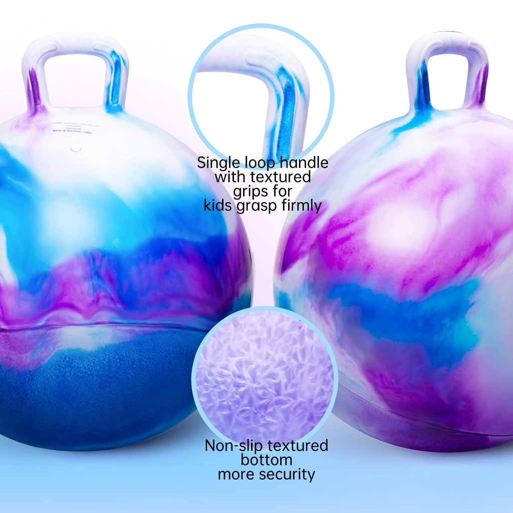 ZOOJOY Hopper Ball, Hopping Toys for Kids, 18inch Bouncy Ball with Handle for Boys Girls Aged 3-8, Inflatable Clouds Bounce Hopper Toy with Pump