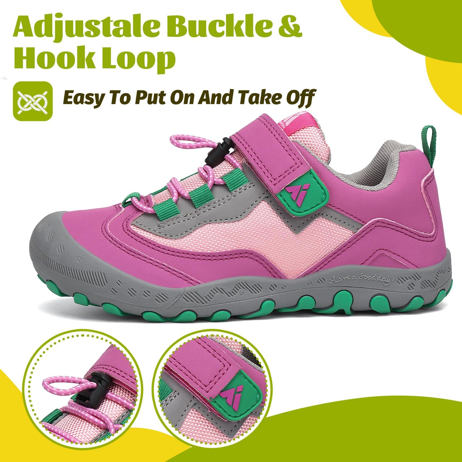 Mishansha Kids Hiking Shoes Girls Boys Toddler Outdoor Sneakers Anti-Collision Trail Running Shoe for Trekking Walking Climbing Pink Size 3.5 Little Kid