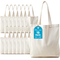 Simpli-Magic Canvas Tote Bag 13"x15" (15 Pack) – Thick Shopping Canvas Tote Bags Bulk – Blank Reusable Grocery Bags for DIY Art & Craft, Sublimation 79163 (Beige)