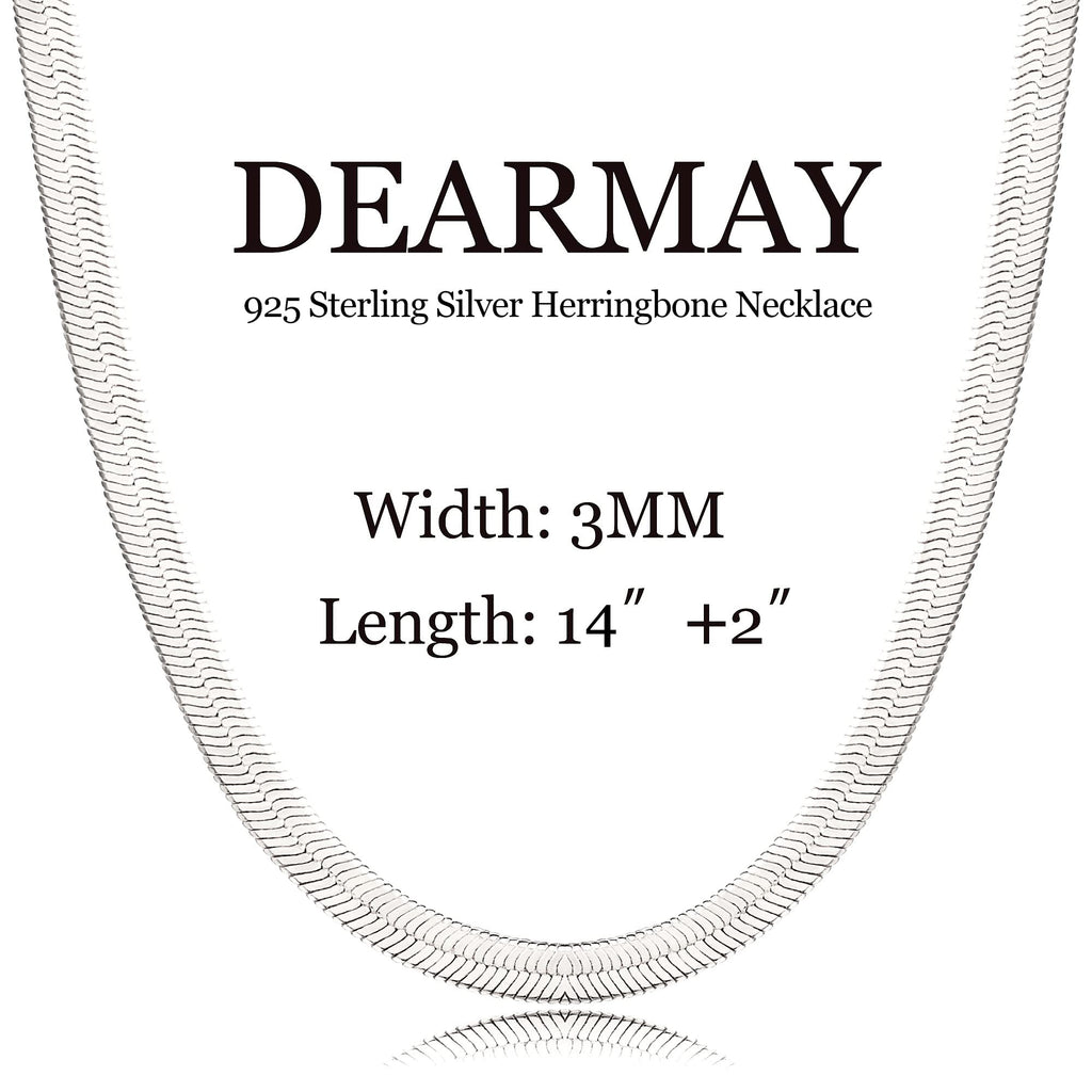 DEARMAY Silver Plated Herringbone Necklace for Women Dainty Sterling Silver Necklace Sterling Silver Choker Thin Snake Chain Necklaces
