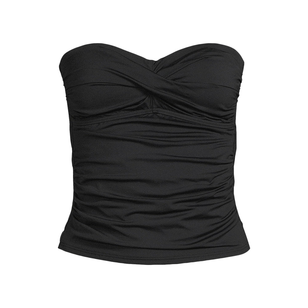 Lands' End Women's Petite Bandeau Tankini Swimsuit Top 8 Black