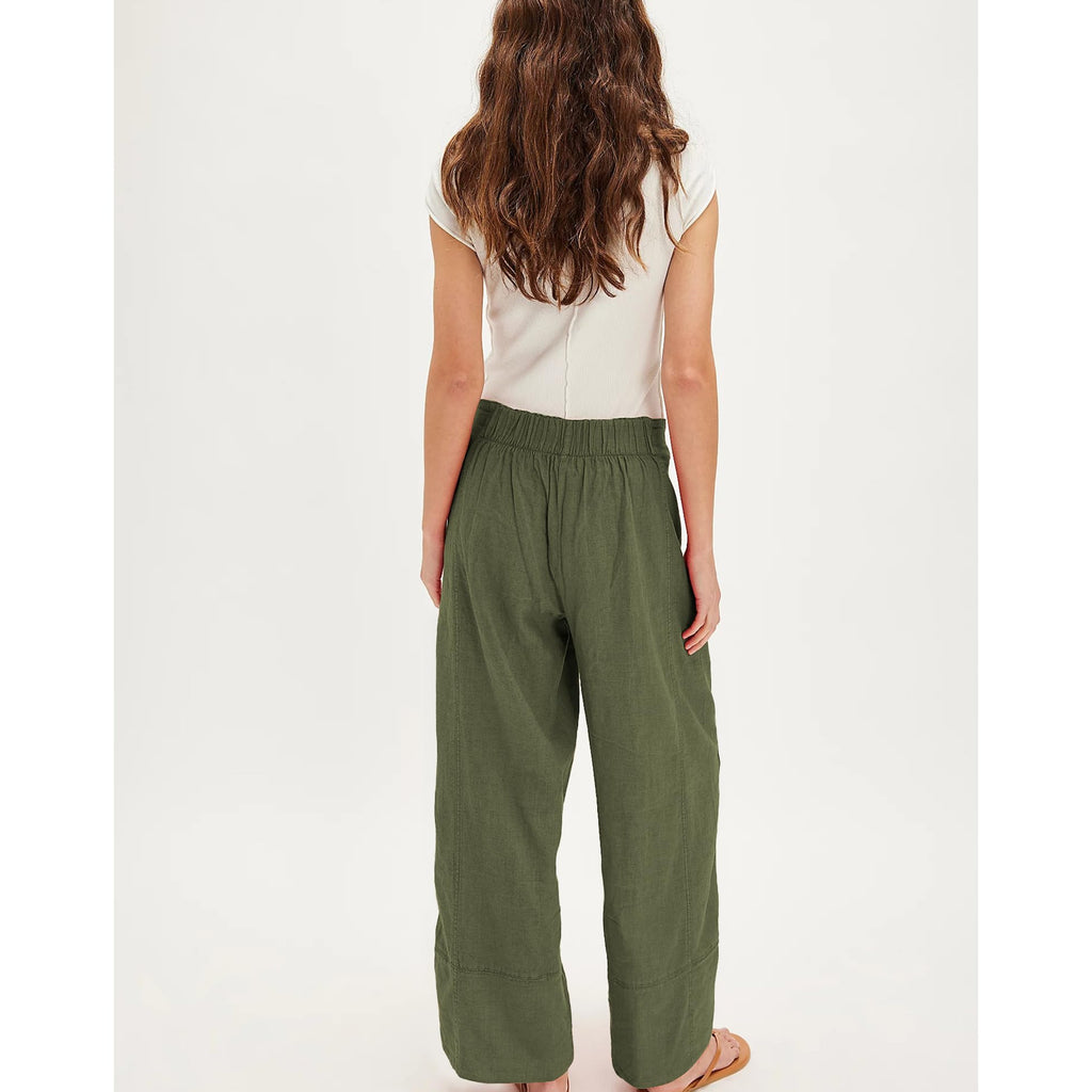SeeLuNa Linen Pants for Women Cotton Baggy Boho Casual Palazzo Pants Wide Leg Long Lounge Trousers with Pockets(Army-Green,S)