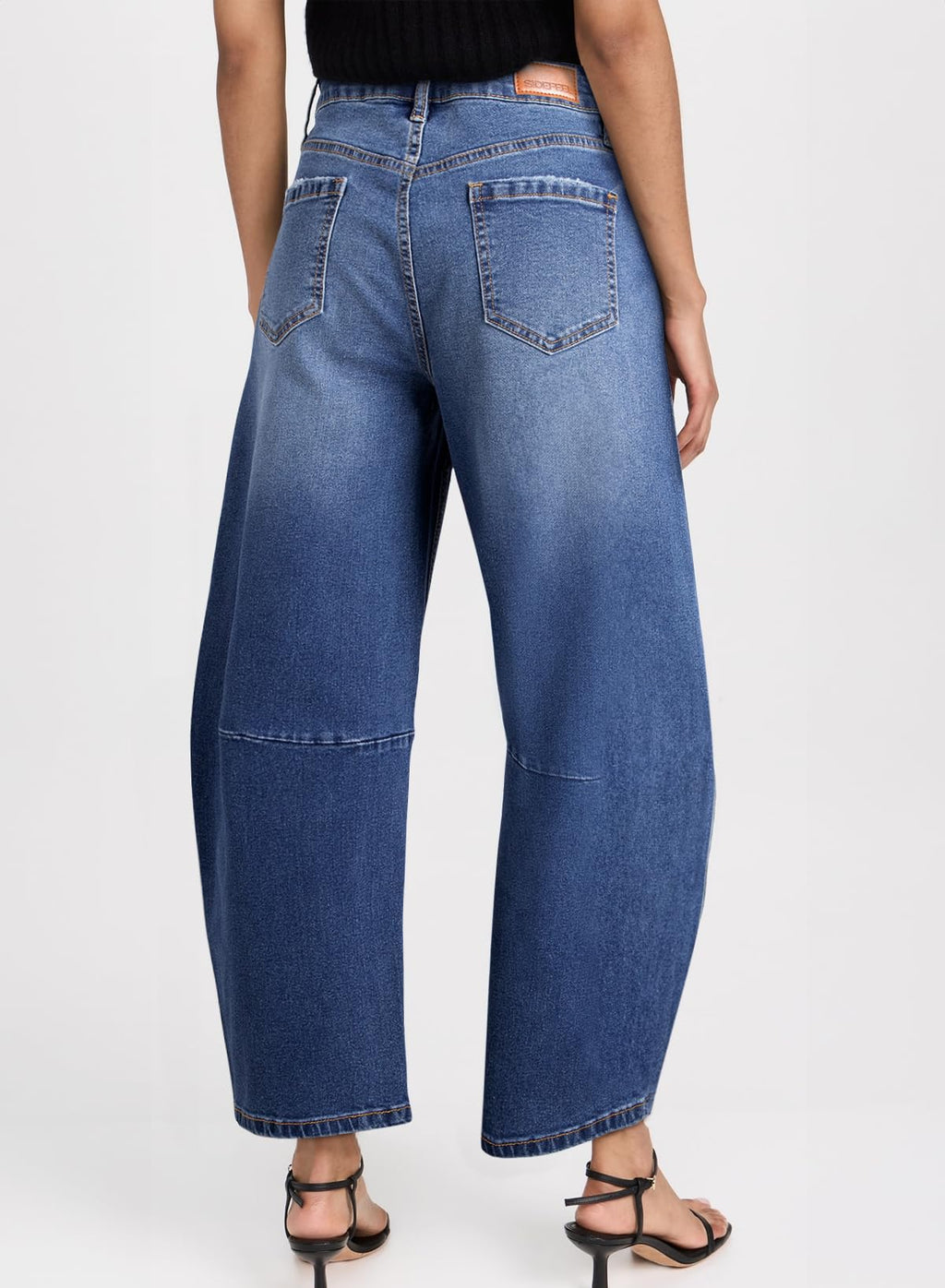 Sidefeel Women's Barrel Jeans Wide Leg Vintage Mid Rise Y2k Baggy Boyfriend Denim Pants Size 10 Blue