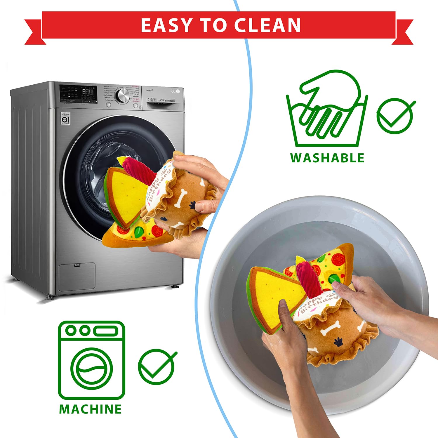 CneeeeeB Birthday Dog Toys Crinkle Dog Toy Squeak Cake Toy Aggressive chew Toys for Puppy Sandwiches Pizza Party Dog Toy Interactive Birthday Toy with 3 Pack for Dog Birthday