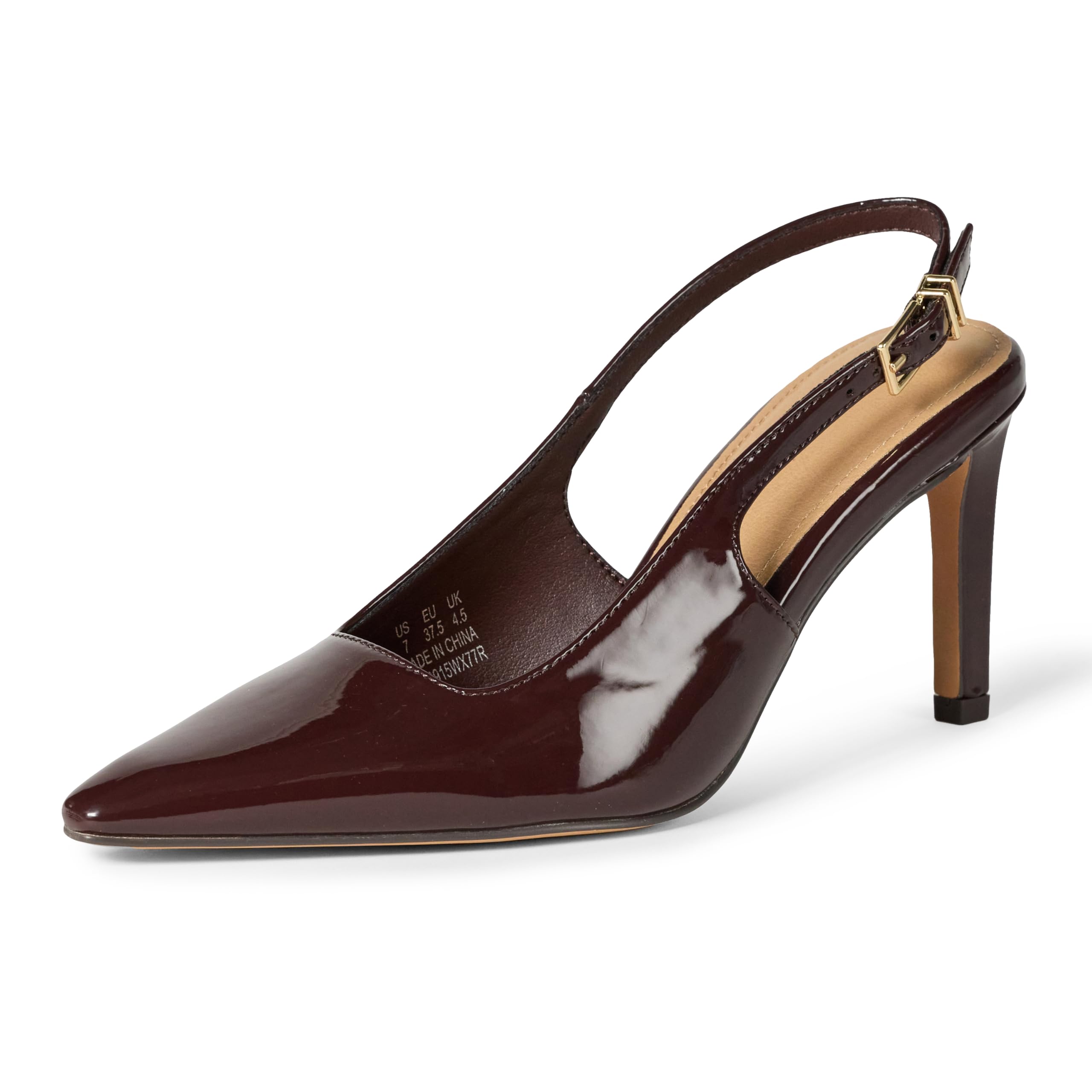 Amazon Essentials Women's Slingback Heels, Brown Patent, 13