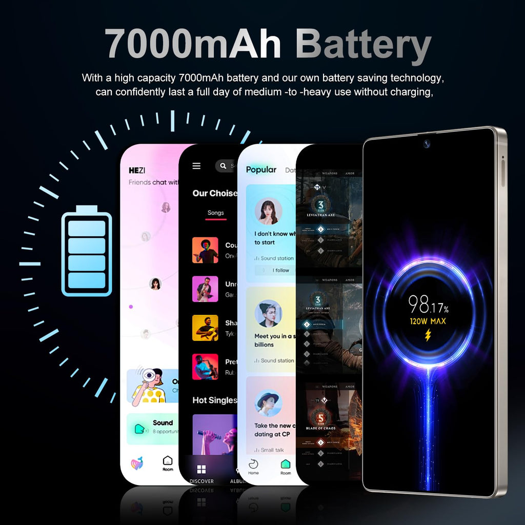 MMY I25 Ultra 5G Unlocked Smartphone,16GB+512GB Fully Cell Phone for Android 14, 6.99" Unlocked Cell Phone, 7000mAh, 68MP+108MP Dual Camera/Dual SIM/Fingerprint Lock/Face (Purple)