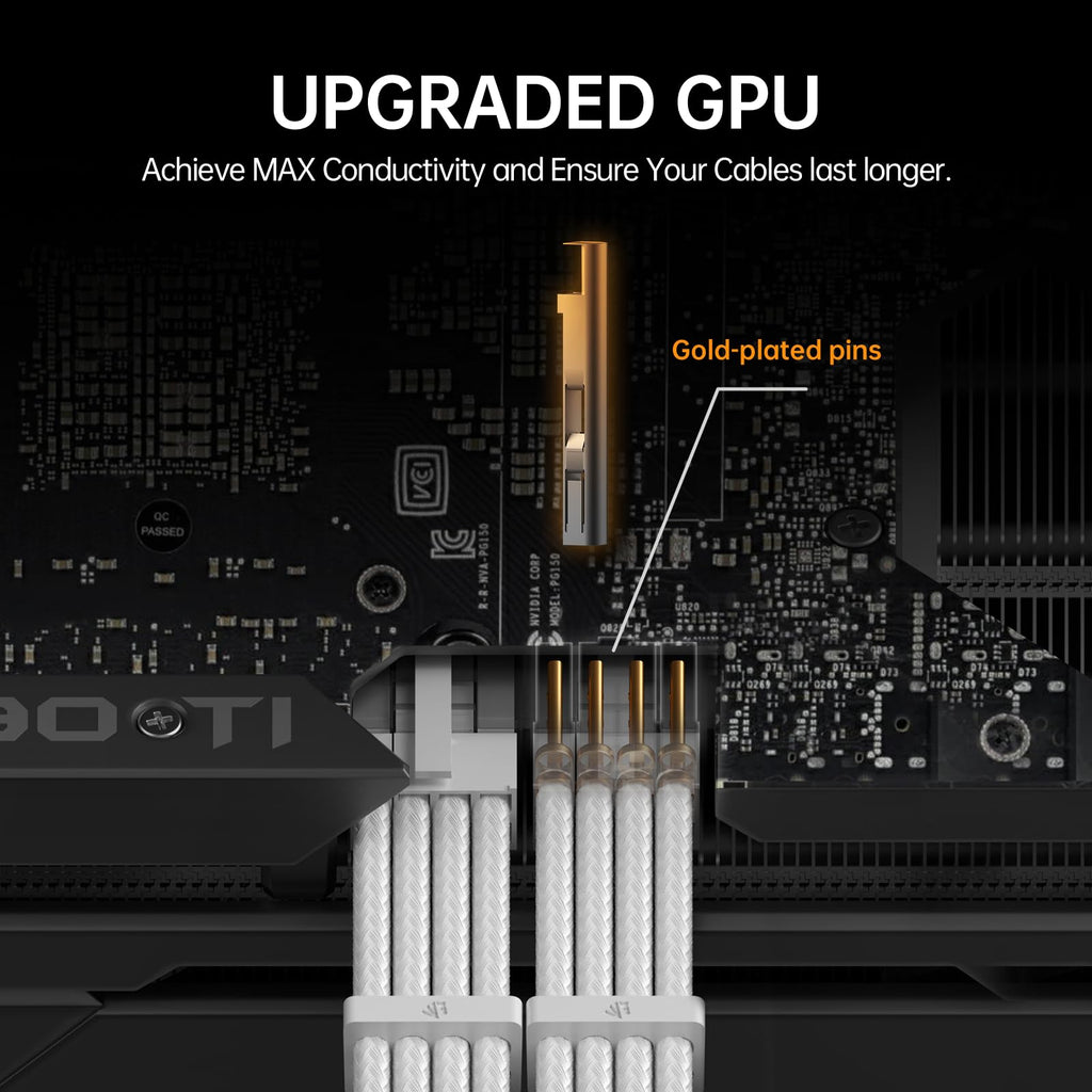 AsiaHorse 16AWG PSU Cable Extension Sleeved Custom Mod GPU PC Audio Video Power Supply Soft Braided Cables with Two Color Comb Kit 24P/8P to 6+2P/ 8P to 4+4P 30CM