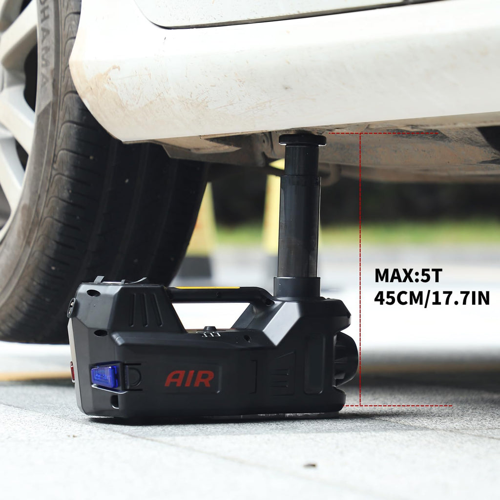 Electric Car Jack kit 5 Ton 12V Electric Floor Jack Lift for Vehicle, Electric Hydraulic Jack Auto Repair Tool Set with Built-in Inflator and Impact Wrench for SUV Sedan Truck Tire Change