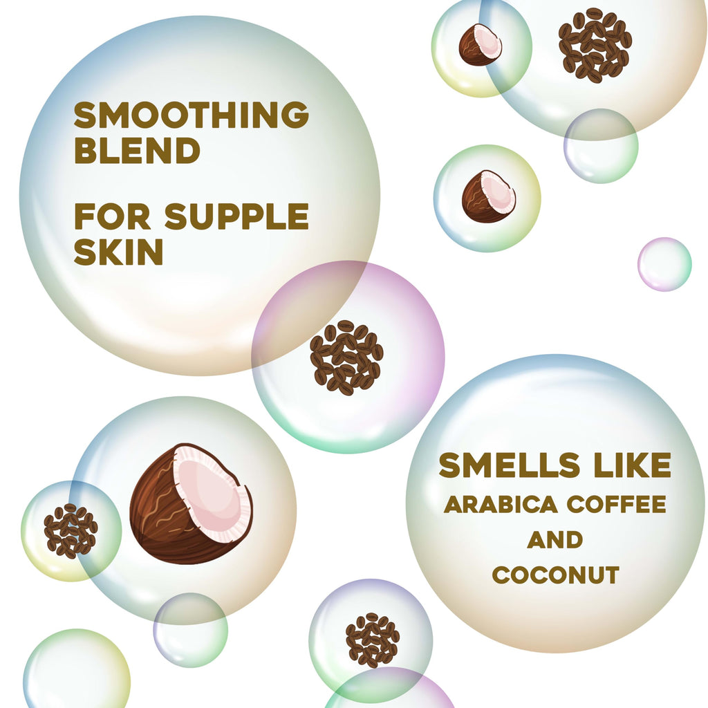 OGX Smoothing + Coconut Coffee Exfoliating Body Scrub with Arabica Coffee & Coconut Oil, Moisturizing Body Wash for Dry Skin, Paraben-Free with Sulfate-Free Surfactants, 19.5 Fl Oz