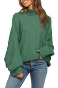 Mafulus Womens Oversized Turtleneck Sweaters Batwing Puff Long Sleeve Ribbed Knit Slouchy Pullover Jumper Tops