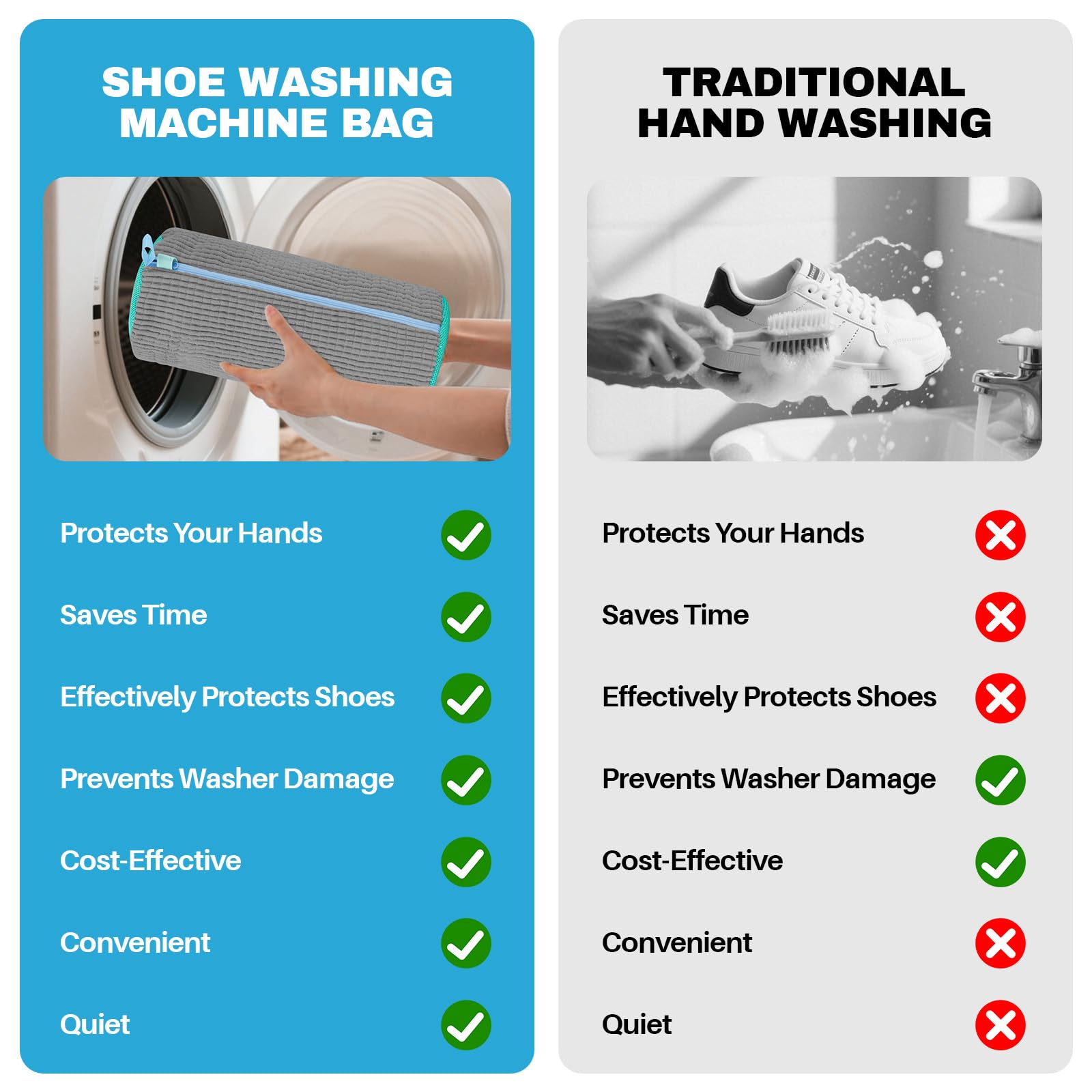 Shoe Washing Machine Bag: Shoe Washing Bag Keeps Clean - Reusable Laundry Shoe Bag for Sneaker Tennis Shoes Unstain Cleaner Kit(Grey 2 Pcs)