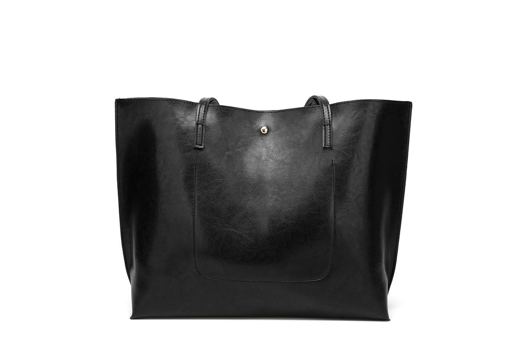 Dreubea Women's Soft Faux Leather Tote Shoulder Bag from, Big Capacity Tassel Handbag Black New S