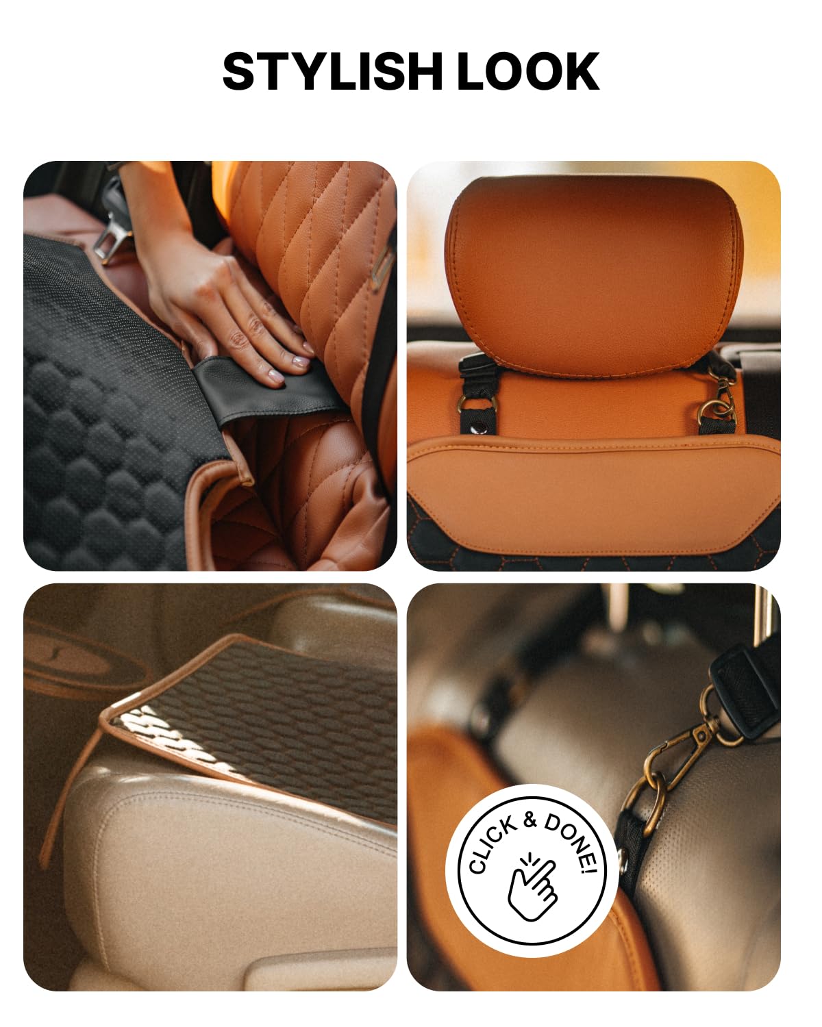 Owleys Premium Leather Car Seat Protector for Child Car Seat Cover from Dirt Scratches - Infant Car Seat Protector for Back Seat/Front Booster Seat Protector Under Baby Car Seat Waterproof 1pc Hexy