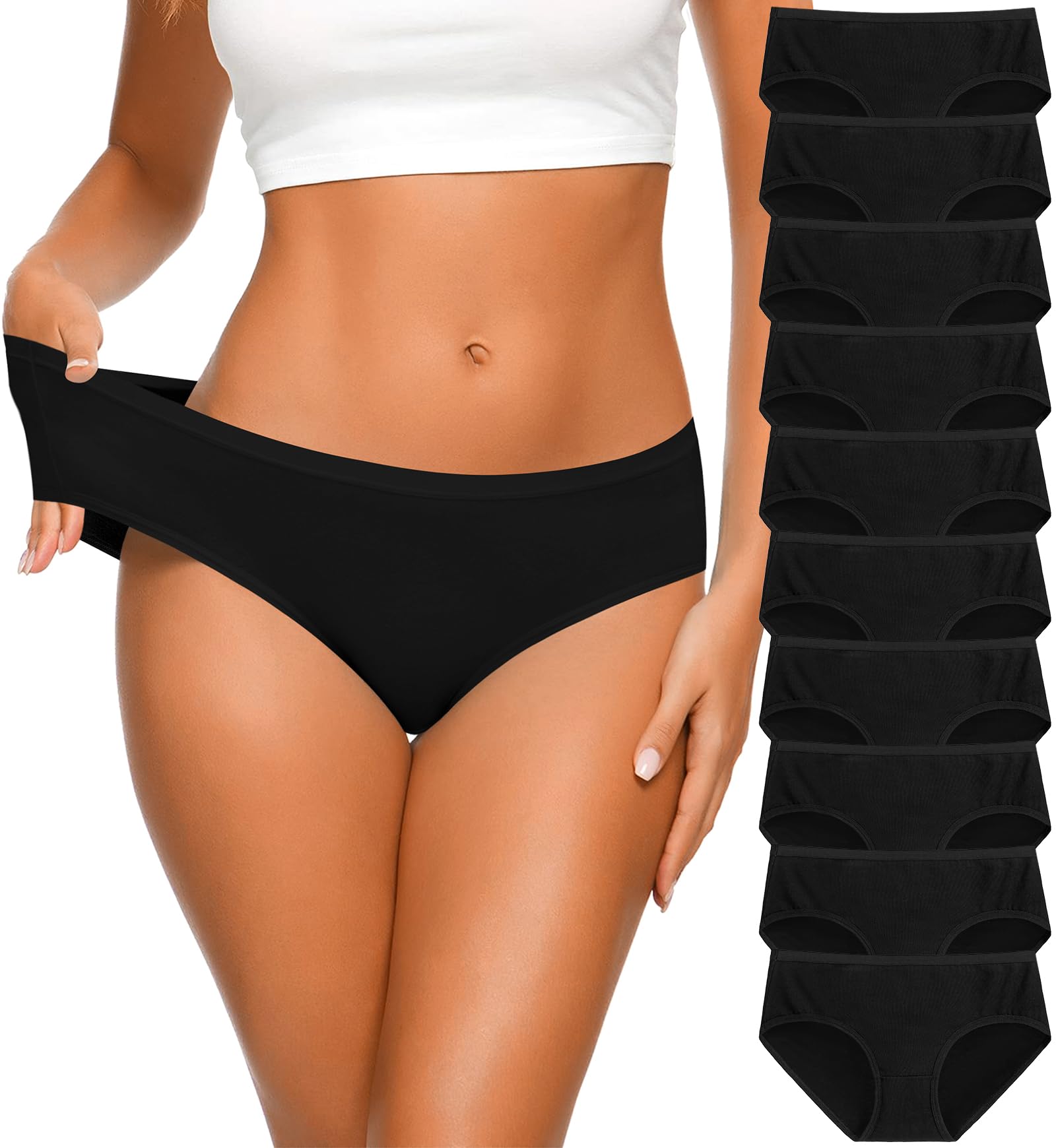 CULAYII Bikini Underwear for Women Seamless Womens Underwear Low Waist Cotton Panties for Women Hi-Cut Underwear Woman Packs(size L)
