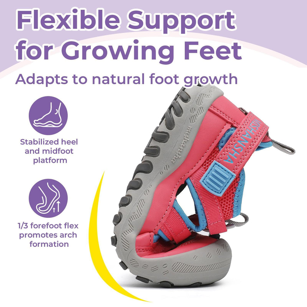 Mishansha Toddler Girls Sandals Closed Toe, Adjustable Breathable Summer Outdoor Hiking Walking Shoes for Kids Play & Beach Watermelon Red 11.5 Little Kid
