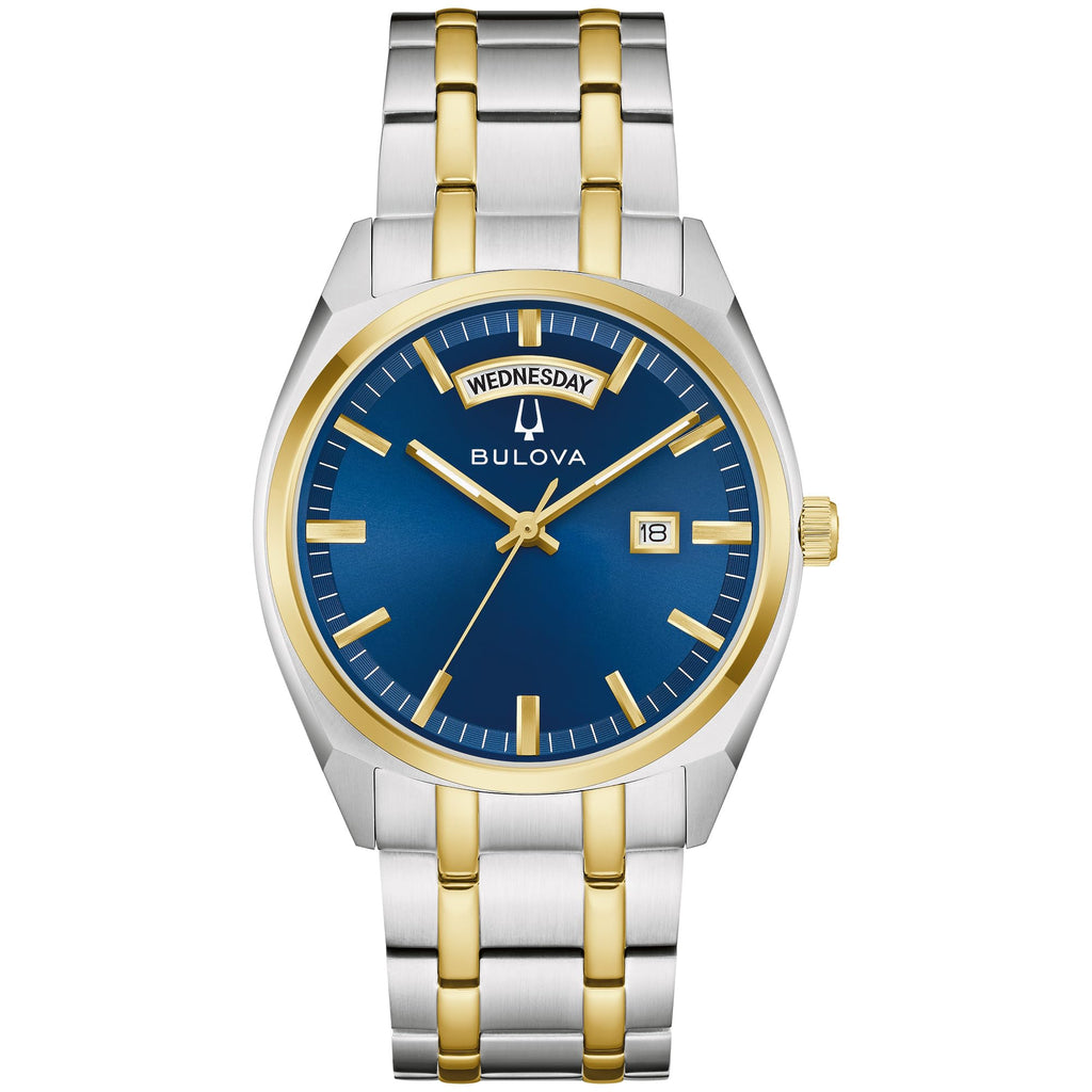 Bulova Men's Classic Dress Surveyor 2-Hand Day/Date Quartz Watch, Luminous Hands, 39mm