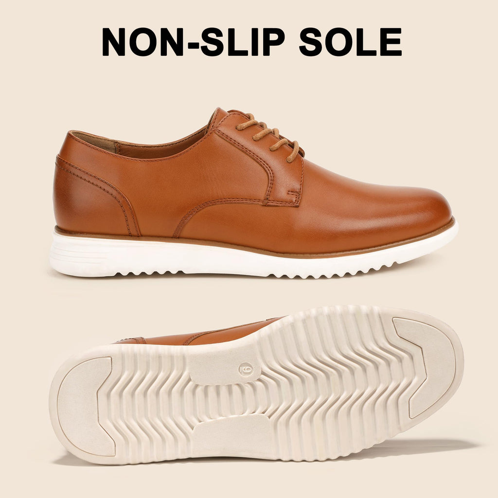 Mofri Mens Dress Shoes Casual Oxfords Shoes for Men Lace-Up Casual Dress Sneakers for Office Business Formal Comfortable Lightweight Cushioning Walking Shoe(Brown,10.5)