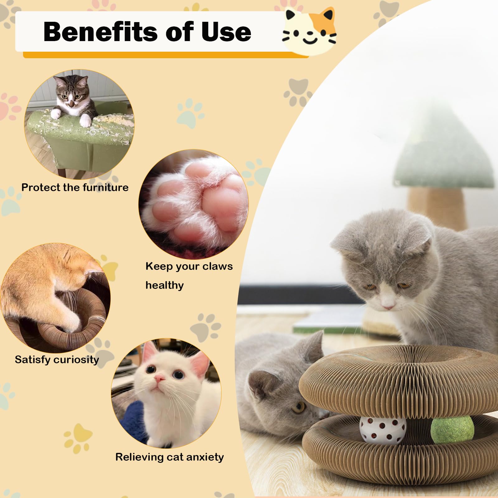 LGYJQTCMG Kitty Kurlz Cat Toys Magic Organ Cat Scratcher Shape Shifting Cat Toy with Catnip Balls Cat Puzzle Toy Accordion Ultimate Interactive Kitten Toys for Indoor Cats