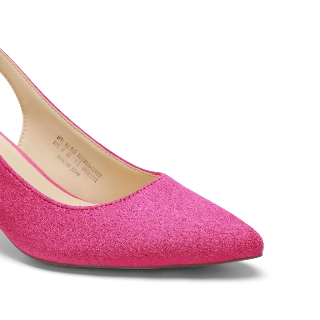 DREAM PAIRS Women's Kitten Heel Slingback Pointed Closed Toe Low Stiletto Heels Dress Bridal Elegant Wedding Pumps Shoes,Size 8,Hot Pink,SDPU2444W
