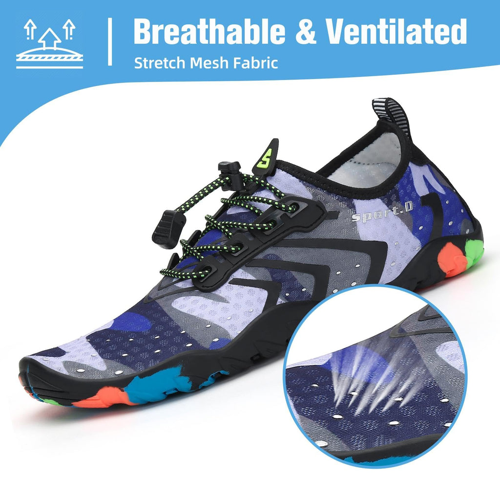 Mishansha Water Shoes for Women Men, Quick-Dry Barefoot Swim Shoes with Drainage Holes, Lightweight Aqua Shoe for Beach Pool River Boating Yoga Walking 11.5 Women/10 Men Maya Blue