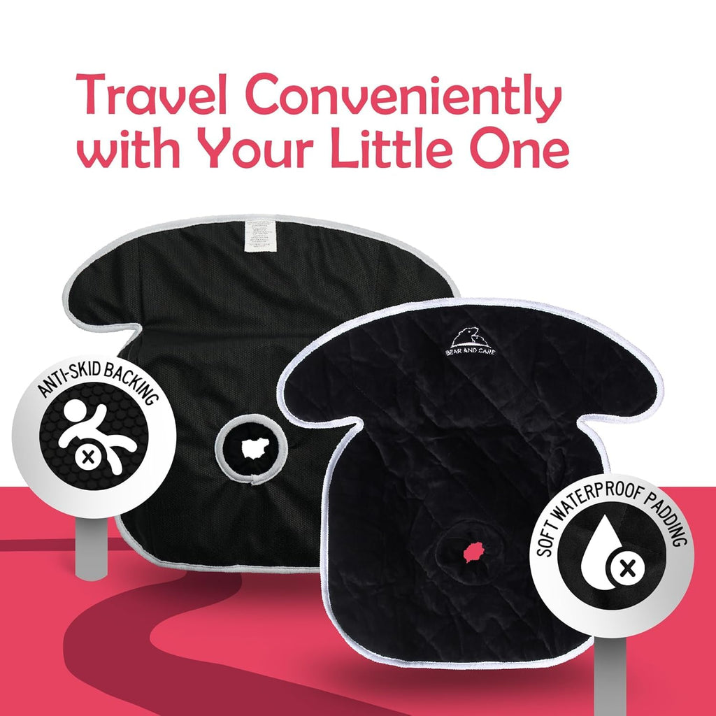 Bear and Care - Piddle Pads - Strollers, Bouncers & Car Seat Pad, Waterproof & Machine-Washable Cover on Car Potty for Toddler Toilet Training (Black, 2 Count (Pack of 1))