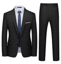 WULFUL Men's 2 Piece Suits Slim Fit Two Button Blazer Jacket Pants Set for Party,Wedding and Business Black