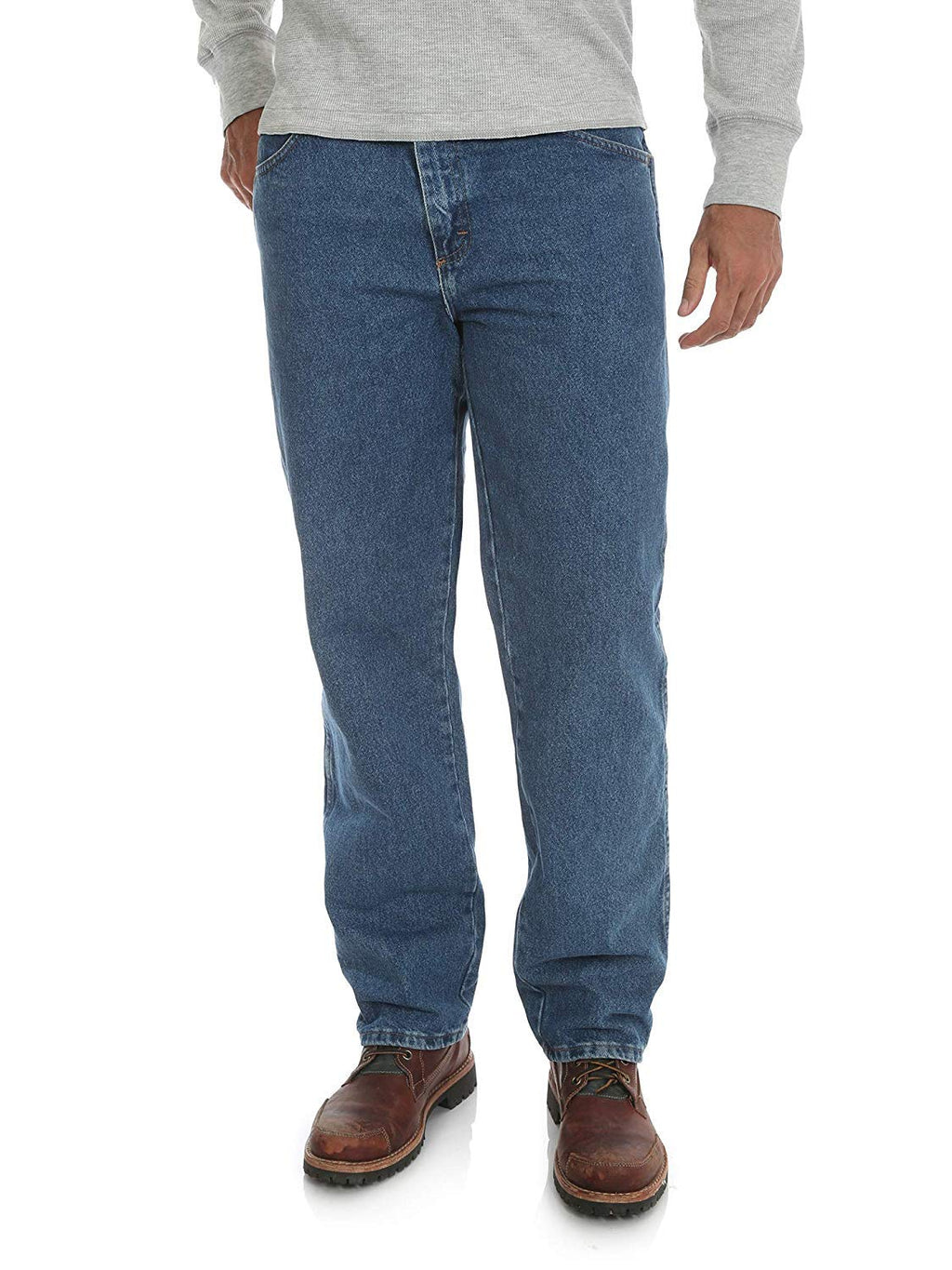 Rustler Classic Men's Relaxed 5 Pocket Jean, Medium Stonewash, 36 X 32
