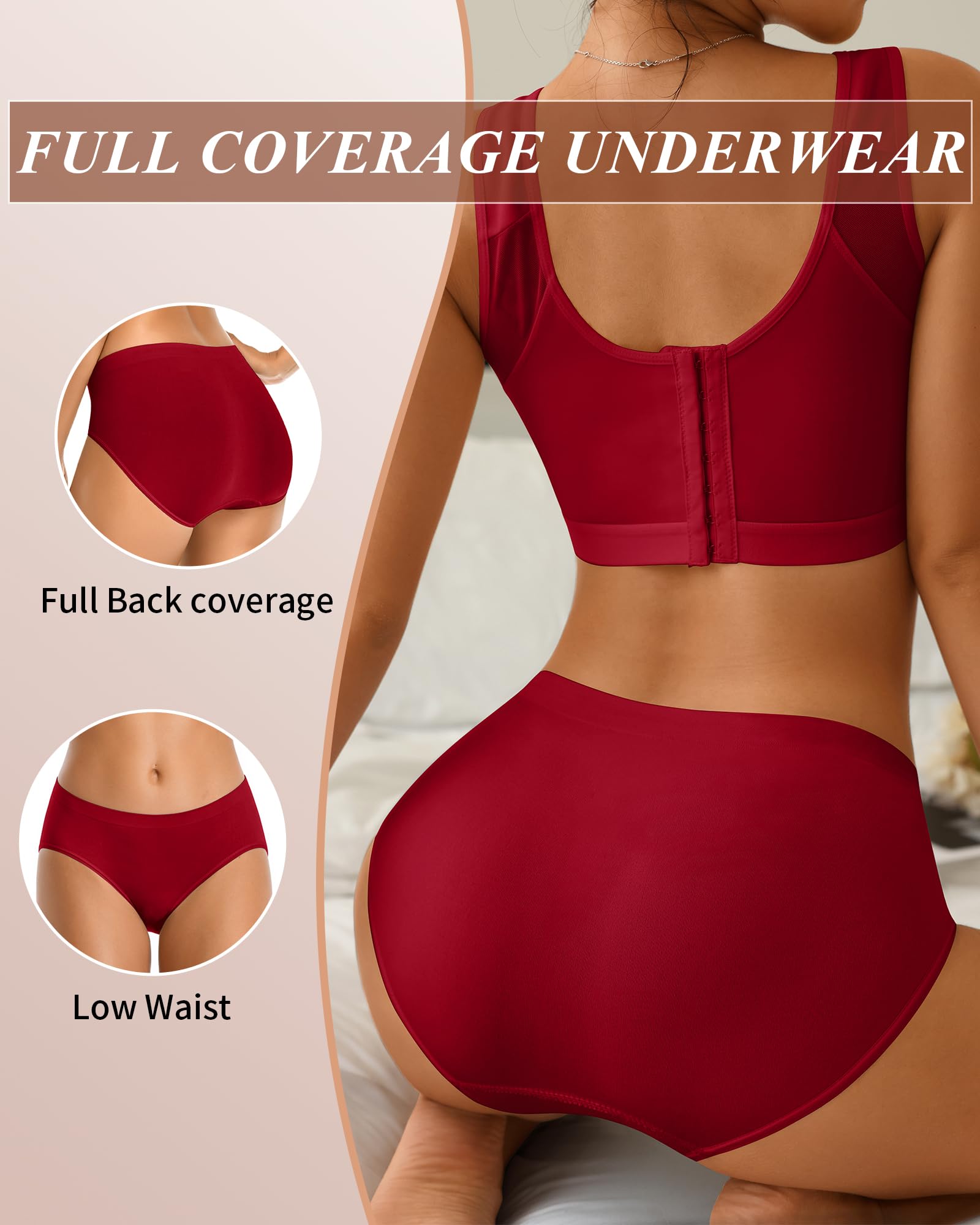CULAYII Cotton underwear for women Seamless Breathable Briefs Soft Stretch Low Waisted Womens Sports panties Moisture Wicking Underwear Packs Woman Size M-L