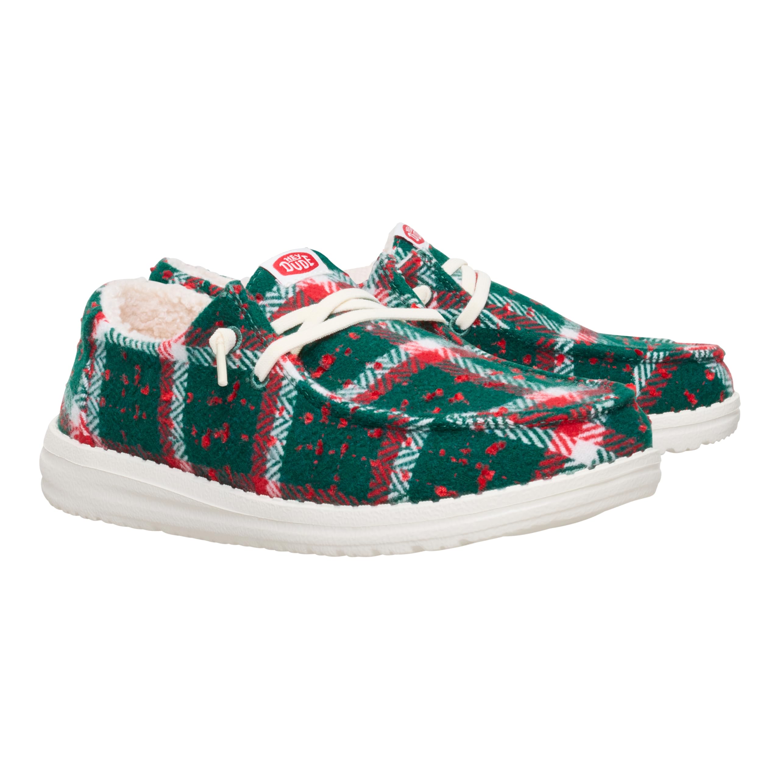 HEYDUDE Wendy Confetti Plaid Cozy Red/Green/Multi Size 8, Women’s Shoes, Slip-on Loafers, Comfortable & Light-Weight