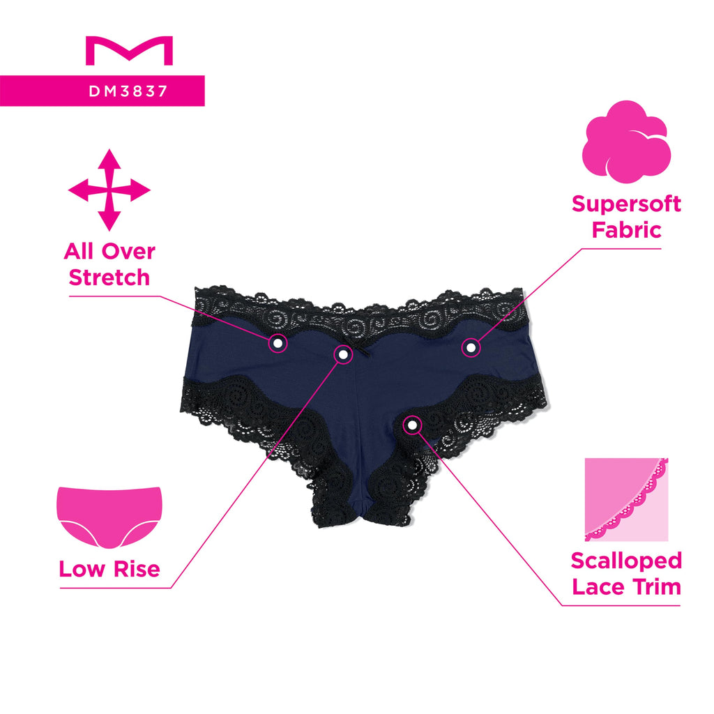 Maidenform Women's Underwear Pack w/Low-Rise, 3-Pack, Cheeky Lace Underwear Women Pack, Comfortable Lace Panties for Women