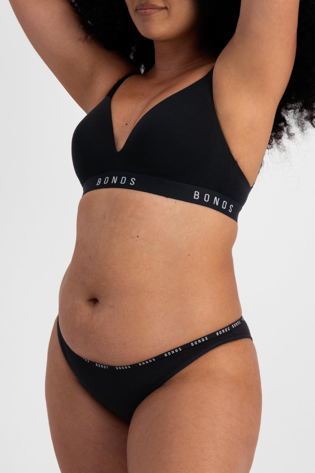 Bonds Women’s High-Cut Bikini Panties 3-Pack – Stretch Cotton-Blend, Soft Everyday Comfort Black/Black/Black